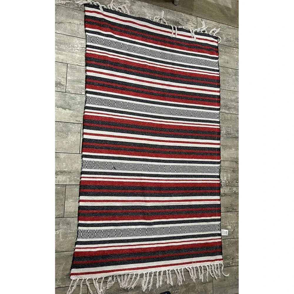 Authentic Falsa Blanket‎ Traditional Woven Made In India Southwestern Boho Aztec